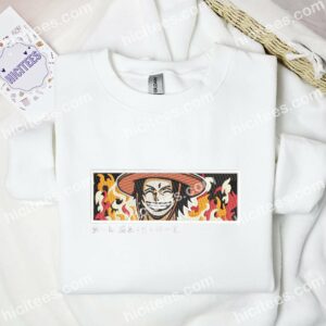 Ace Funny One Piece Anime Embroidered Shirt 1 Ace Funny One Piece Anime Embroidered Shirt 2