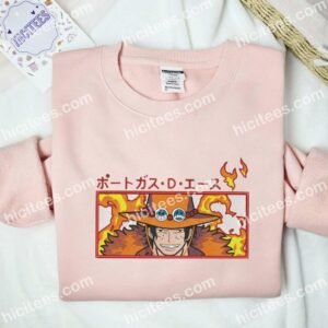 Ace Fire One Piece Anime Embroidered Shirt 3