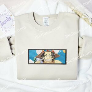 Ace Happy One Piece Anime Embroidered Shirt 2 Ace Happy One Piece Anime Embroidered Shirt 3