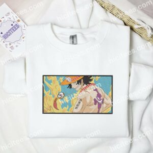 Ace's ASCE Tattoo One Piece Anime Embroidered Shirt 1 Aces ASCE tattoo One Piece Anime Embroidered Shirt 2
