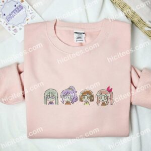 Anime Girls Chibi Embroidered Shirt 1 Anime Girls Chibi Embroidered Shirt 2