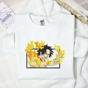 Portgas D Ace Fire One Piece Anime Embroidered Shirt 2
