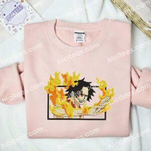 Portgas D Ace Fire One Piece Anime Embroidered Shirt 3
