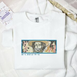 Portgas D Ace Laugh One Piece Anime Embroidered Shirt 2