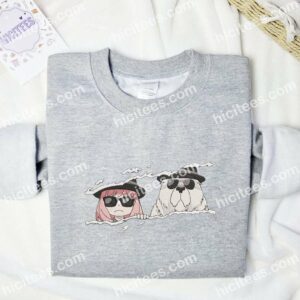 Anya And Bond Wearing Sunglasses SpyxFamily Anime Embroidered Shirt 1 Anya And Bond Wearing Sunglasses SpyxFamily Anime Embroidered Shirt2