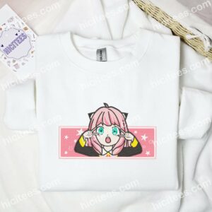 Anya Cute SpyxFamily Anime Embroidered Shirt 1 Anya Cute SpyxFamily Anime Embroidered Shirt