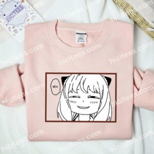 Anya Heh Face SpyxFamily Anime Embroidered Shirt 1 Anya Heh Face SpyxFamily Anime Embroidered Shirt 2