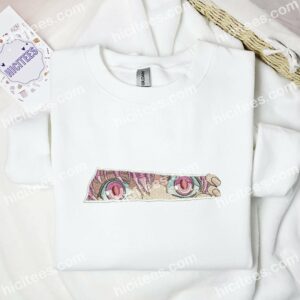 Pink Anime Girl Eyes Embroidered Shirt 1 Pink Anime Girl Eyes Embroidered Shirt 3