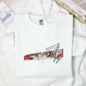 Red Anime Character Eyes Embroidered Shirt 1 Red Anime Character Eyes Embroidered Shirt 3