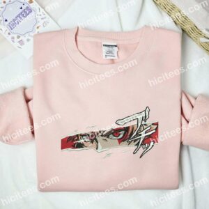 Red Anime Character Eyes Embroidered Shirt 2 Red Anime Character Eyes Embroidered Shirt