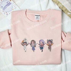 Black Pink Chibi Celebrity Embroidered Shirt 2 Black Pink Chibi Celebrity Embroidered Shirt