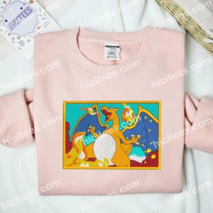 Charizard Pokemon Anime Embroidered Shirt 2 Charizard Pokmon Anime Embroidered Shirt