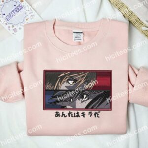 Kira And L Lawliet Eyes Death Note Anime Embroidered Shirt