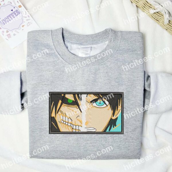 Eren And His Titan Half Face Attack on Titan Anime Embroidered Shirt