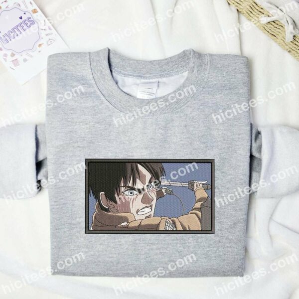 Eren Face Attack on Titan Anime Embroidered Shirt