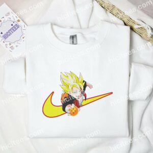 Goku Holding 4 Star Ball Dragon Ball Anime Embroidered Shirt 1 Goku Holding 4 Star Ball Dragon Ball Anime Embroidered Shirt 3