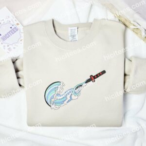 Tanjiro Water Breathing Sword Demon Slayer Anime Embroidered Shirt 1 Tanjiro Water Breathing Sword Demon Slayer Anime Embroidered Shirt 3
