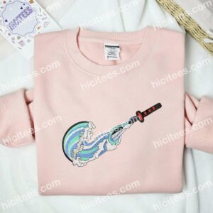 Tanjiro Water Breathing Sword Demon Slayer Anime Embroidered Shirt 2 Tanjiro Water Breathing Sword Demon Slayer Anime Embroidered Shirt