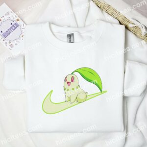 Chikorita Pokemon Anime Embroidered Shirt 1 Chikorita Pokmon Anime Embroidered Shirt 3