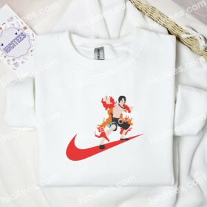 Portgas D Ace Fire Hands One Piece Anime Embroidered Shirt 3