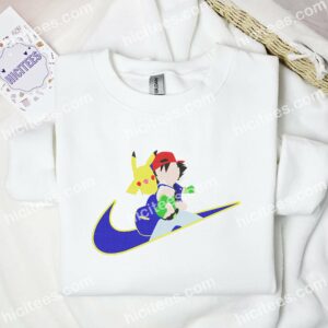 Satoshi And Pikachu Pokmon Anime Embroidered Shirt 3
