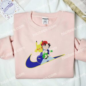 Satoshi And Pikachu Pokmon Anime Embroidered Shirt