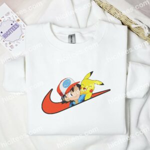 Satoshi And Pikachu Pokemon Anime Embroidered Shirt 1 Satoshi And Pikachu Pokmon Anime Embroidered Shirt 3 1