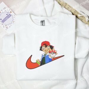 Satoshi Take Pokeball Pokemon Anime Embroidered Shirt 1 Satoshi Take Pokeball Pokmon Anime Embroidered Shirt 3