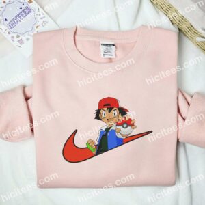 Satoshi Take Pokeball Pokemon Anime Embroidered Shirt 2 Satoshi Take Pokeball Pokmon Anime Embroidered Shirt