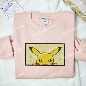 Pikachu Cute Face Pokemon Anime Embroidered Shirt 2 Pikachu Cute Face Pokmon Anime Embroidered Shirt