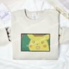 Pikachu Face Pokemon Anime Embroidered Shirt