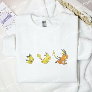 Pikachu Evolution Line Pokemon Anime Embroidered Shirt 1 Pikachu Evolution Line Pokmon Anime Embroidered Shirt 3