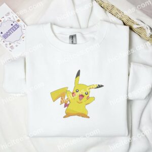 Pikachu Funny Pokemon Anime Embroidered Shirt 1 Pikachu Funny Pokmon Anime Embroidered Shirt 3