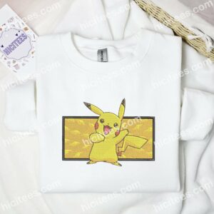 Pikachu Happy Pokemon Anime Embroidered Shirt 1 Pikachu Happy Pokmon Anime Embroidered Shirt 3