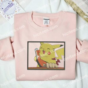 Pikachu Love Ketchup Pokemon Anime Embroidered Shirt 2 Pikachu Love Ketchup Pokmon Anime Embroidered Shirt