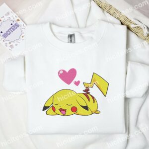 Pikachu Love Pokemon Anime Embroidered Shirt 1 Pikachu Love Pokmon Anime Embroidered Shirt 3 1