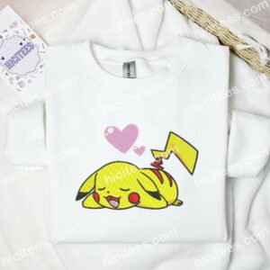 Pikachu Love Pokemon Anime Embroidered Shirt 1 Pikachu Love Pokmon Anime Embroidered Shirt 3