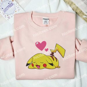 Pikachu Love Pokemon Anime Embroidered Shirt 2 Pikachu Love Pokmon Anime Embroidered Shirt 1