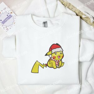 Pikachu Santa Christmas Pokemon Anime Embroidered Shirt 1 Pikachu Santa Christmas Pokmon Anime Embroidered Shirt 3