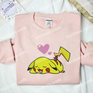 Pikachu Love Pokemon Anime Embroidered Shirt 2 Pikachu Love Pokmon Anime Embroidered Shirt
