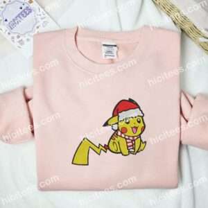 Pikachu Santa Christmas Pokemon Anime Embroidered Shirt 2 Pikachu Santa Christmas Pokmon Anime Embroidered Shirt
