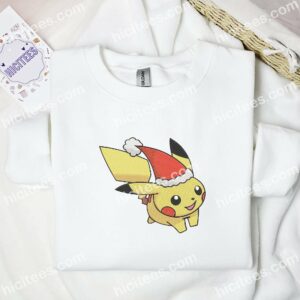 Pikachu Santa Cute Pokmon Anime Embroidered Shirt 3