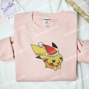 Pikachu Santa Cute Pokmon Anime Embroidered Shirt