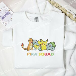 Pikachu Squad Pokmon Anime Embroidered Shirt 3