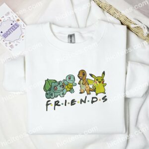 Pikachu With Friends Pokemon Anime Embroidered Shirt 1 Pikachu With Friends Pokmon Anime Embroidered Shirt 3