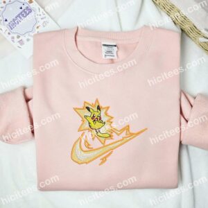 Pikachu Thunder Shock Pokmon Anime Embroidered Shirt