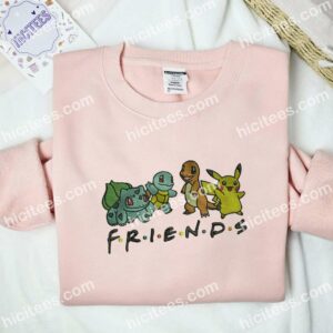 Pikachu With Friends Pokemon Anime Embroidered Shirt 2 Pikachu With Friends Pokmon Anime Embroidered Shirt