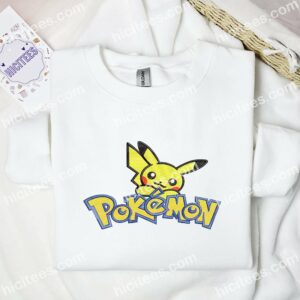 Pikachu Cute Pokemon Anime Embroidered Shirt 1 Pikachu Cute Pokmon Anime Embroidered Shirt 3 1