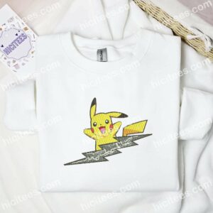 Pikachu Funny Pokemon Anime Embroidered Shirt 1 Pikachu Funny Pokmon Anime Embroidered Shirt 3
