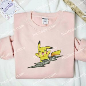 Pikachu Funny Pokemon Anime Embroidered Shirt 2 Pikachu Funny Pokmon Anime Embroidered Shirt